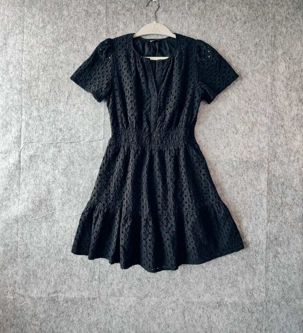 Romantic Day to Night Vamp Fairy Pretty Garden Eyelet Short Sleeves LBD Dress